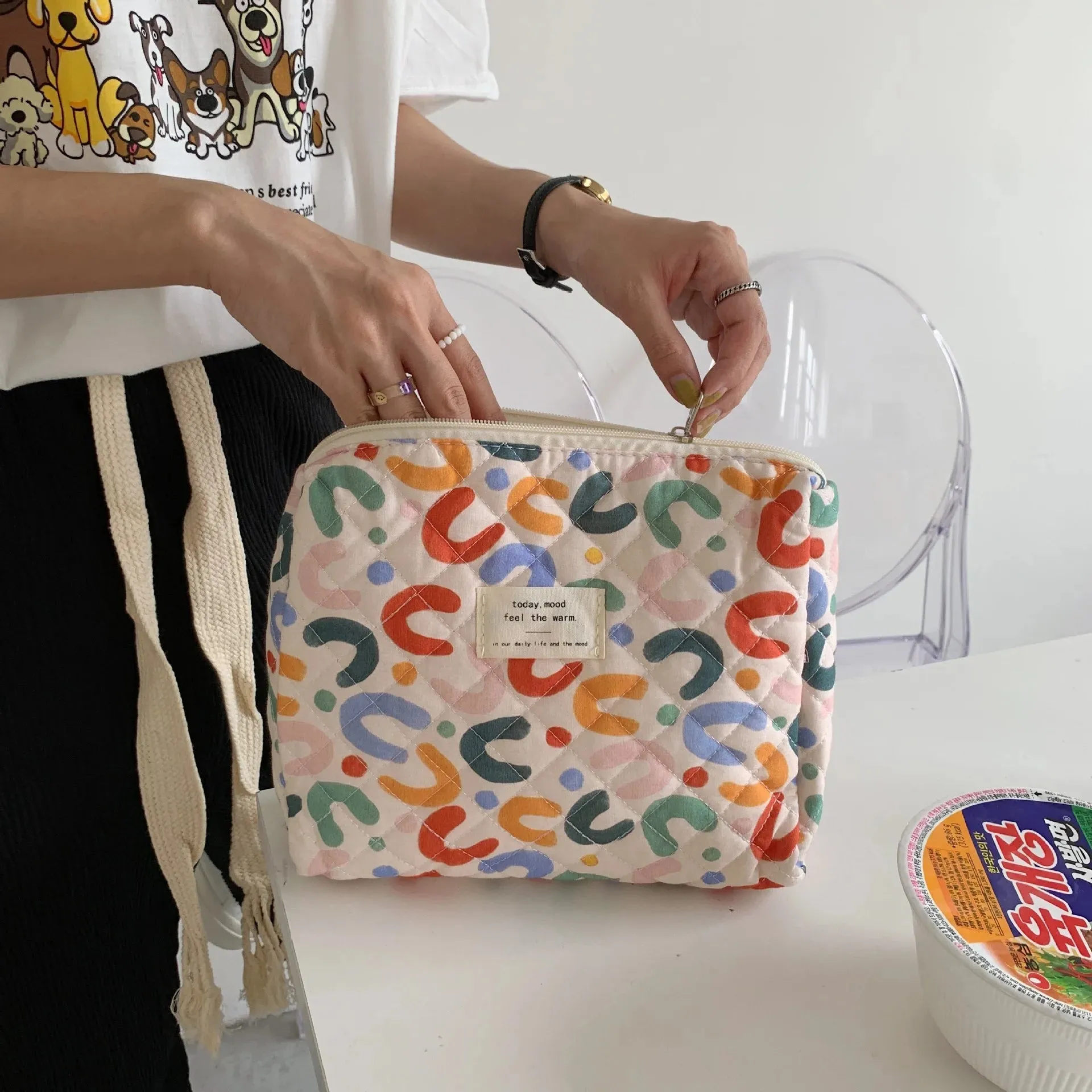 Quilted Cotton Ladies Travel Storage Bag Retro Cherry Design