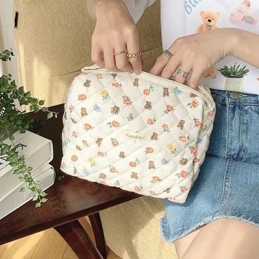 Quilted Cotton Ladies Travel Storage Bag Retro Cherry Design