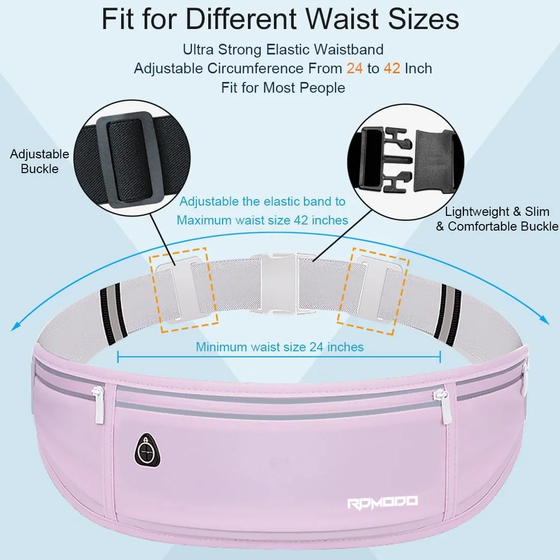 Running Fanny Pack for Women, Running Belts for Men, Water Resistant Waist Pack, Large Capacity Phone PouchAdjustable Bounce Free Phone Holder for Running Walking Hiking Cards Key Light Purple