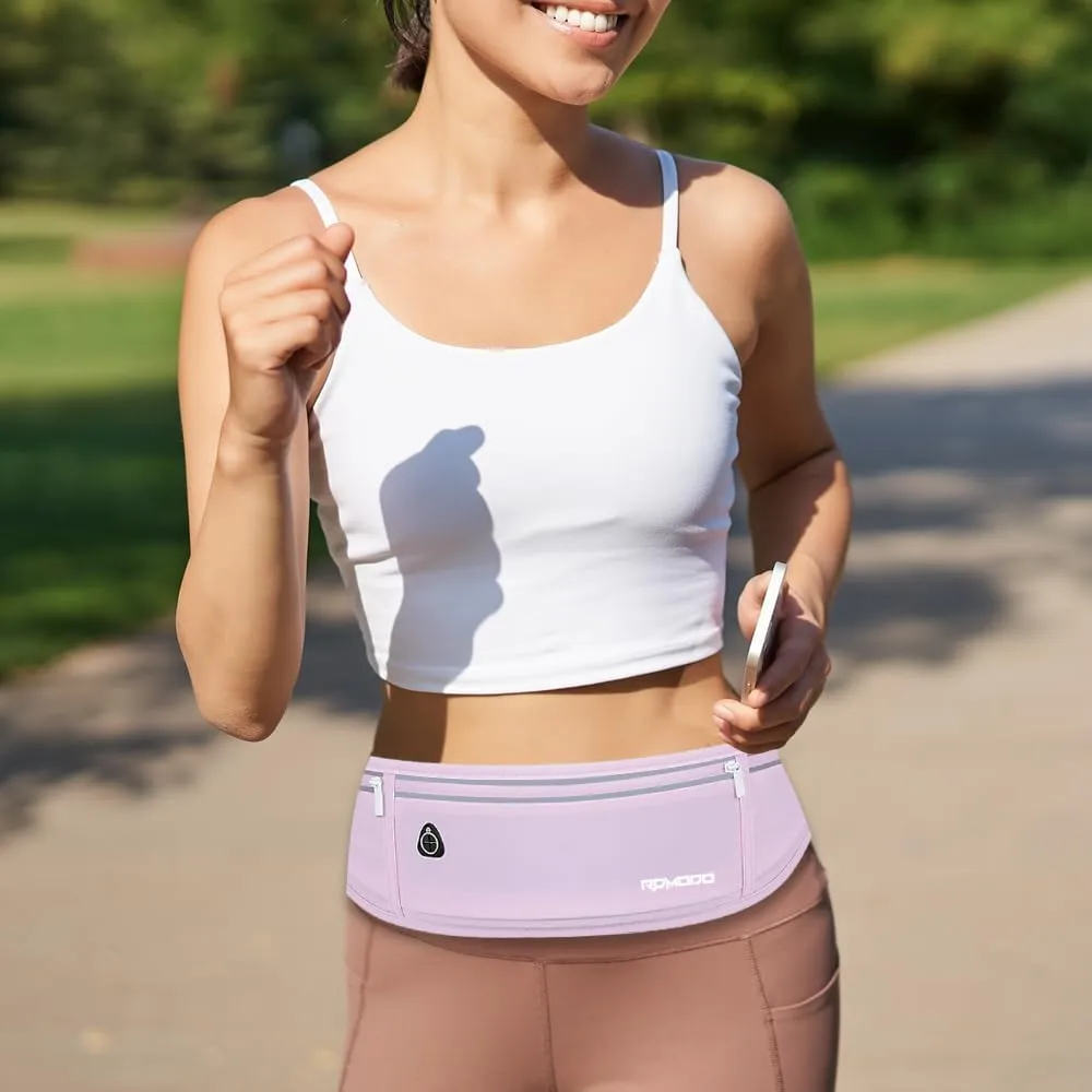 Running Fanny Pack for Women, Running Belts for Men, Water Resistant Waist Pack, Large Capacity Phone PouchAdjustable Bounce Free Phone Holder for Running Walking Hiking Cards Key Light Purple