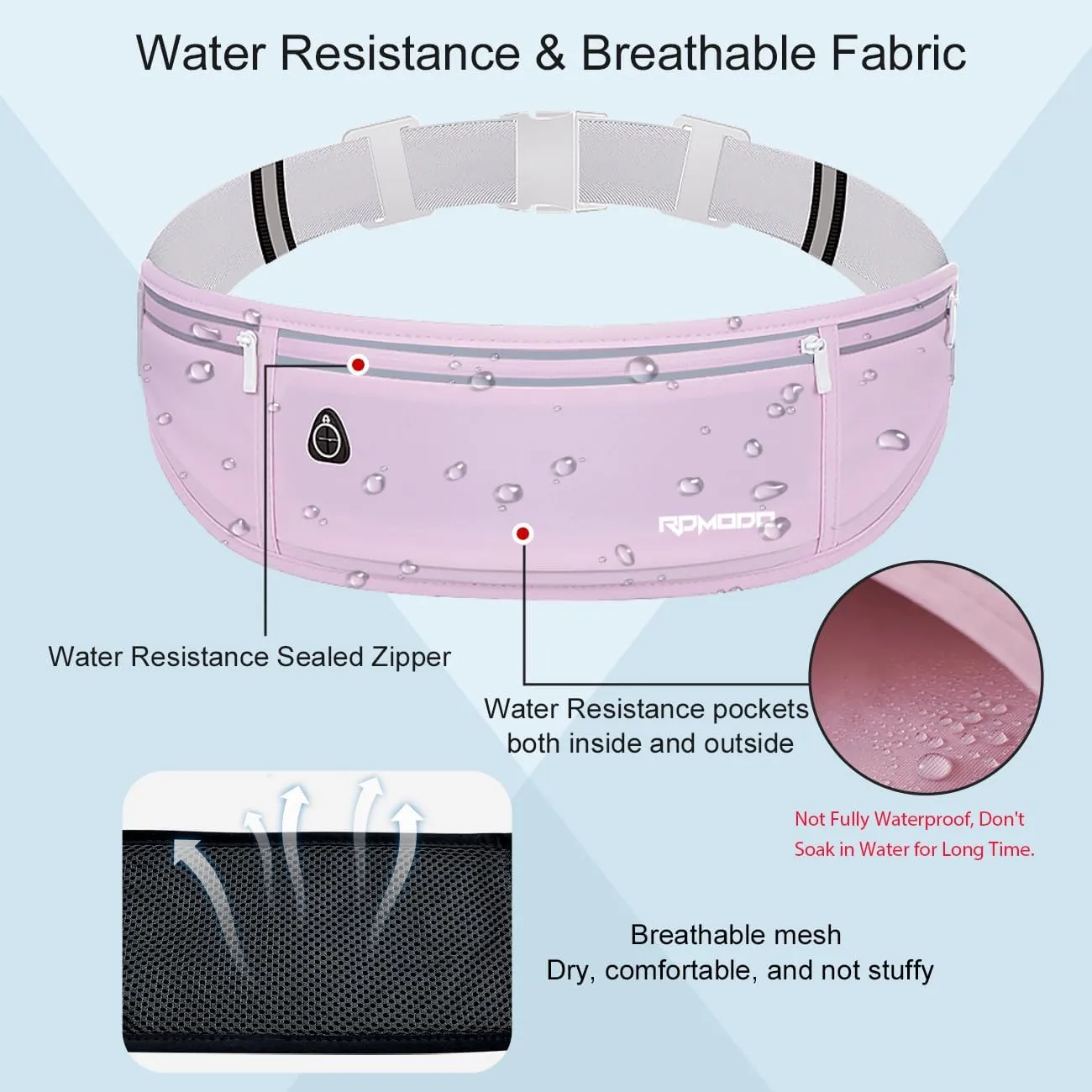 Running Fanny Pack for Women, Running Belts for Men, Water Resistant Waist Pack, Large Capacity Phone PouchAdjustable Bounce Free Phone Holder for Running Walking Hiking Cards Key Light Purple