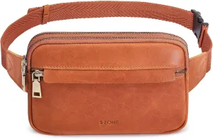 S-ZONE Fanny Packs for Women Genuine Leather RFID Blocking Crossbody Bags Purses Sling Waist Chest Bag Gifts Travel Running Adjustable Strap Men