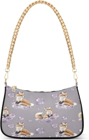 Shoulder Bags for Women Fox Dream Bubble Pattern Hobo Tote Handbag Small Clutch Purse with Zipper Closure