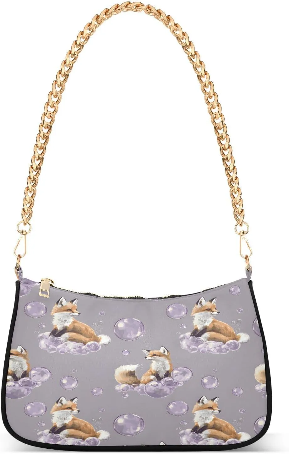 Shoulder Bags for Women Fox Dream Bubble Pattern Hobo Tote Handbag Small Clutch Purse with Zipper Closure