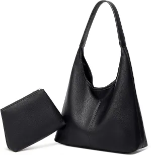 Slouchy Hobo Bags for Women Retro PU Leather Tote Crossbody Bag Soft Large Capacity 2pcs Shoulder Purses Handbags 2025