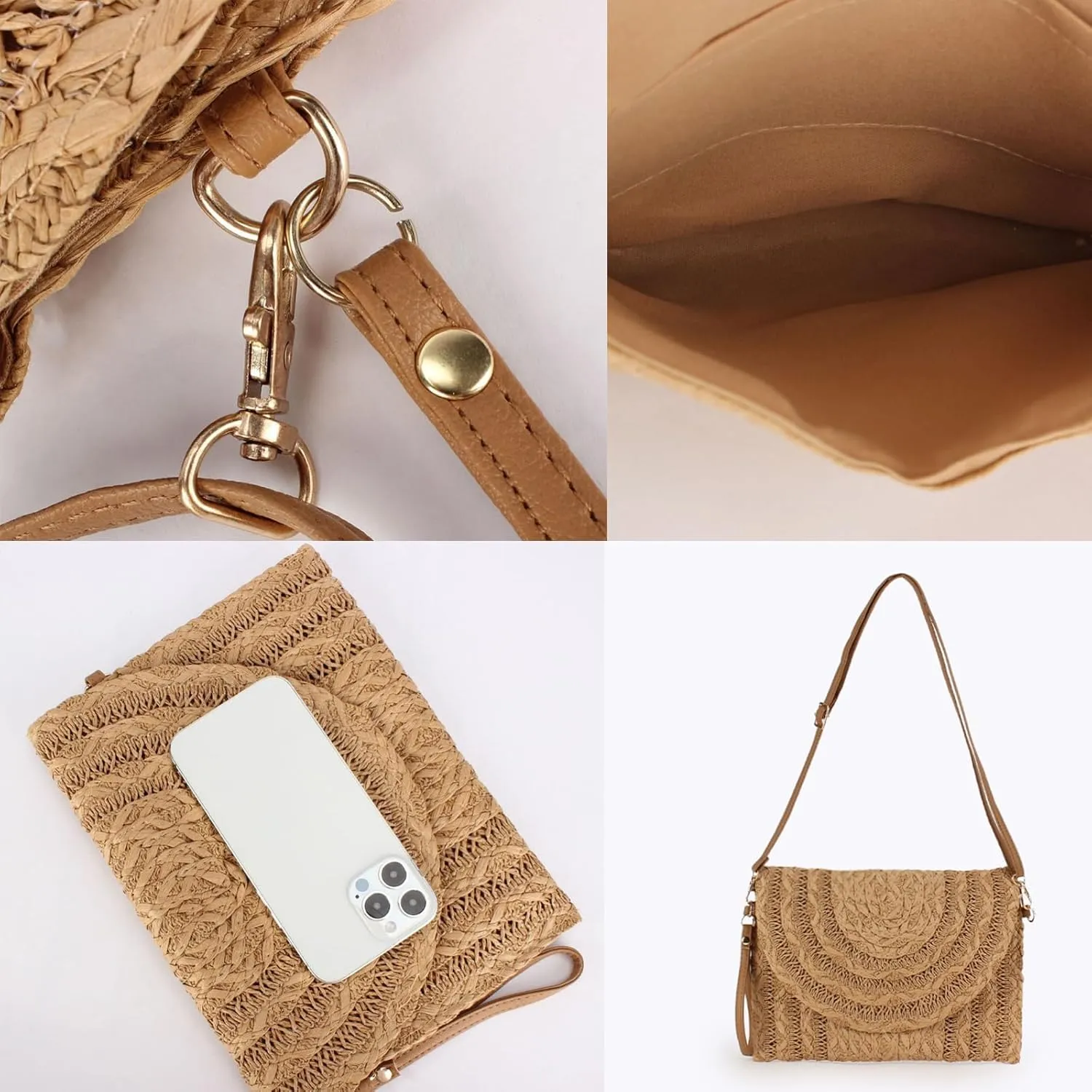 Small Summer Beach Bags Straw Beach Bag Woven Purse Cute Womens Handbag Shoulder Purse Straw Clutch Purses