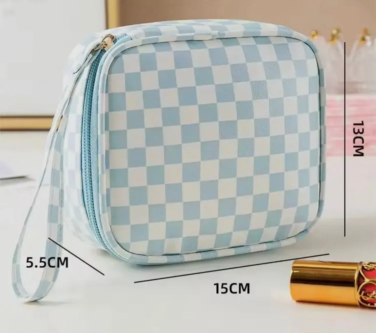 Square Checkered Cosmetic Travel Bags