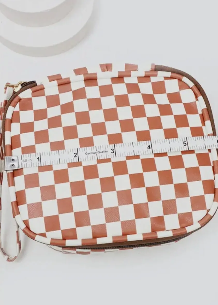 Square Checkered Cosmetic Travel Bags