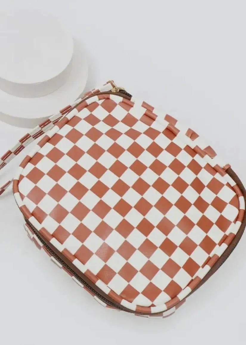Square Checkered Cosmetic Travel Bags