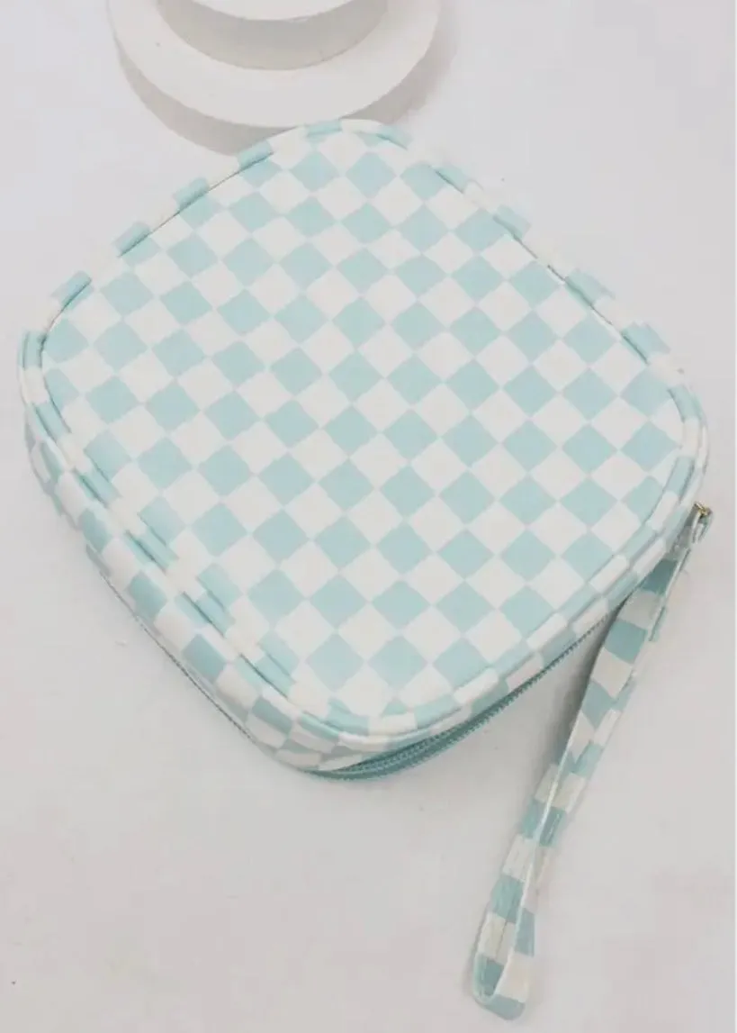 Square Checkered Cosmetic Travel Bags