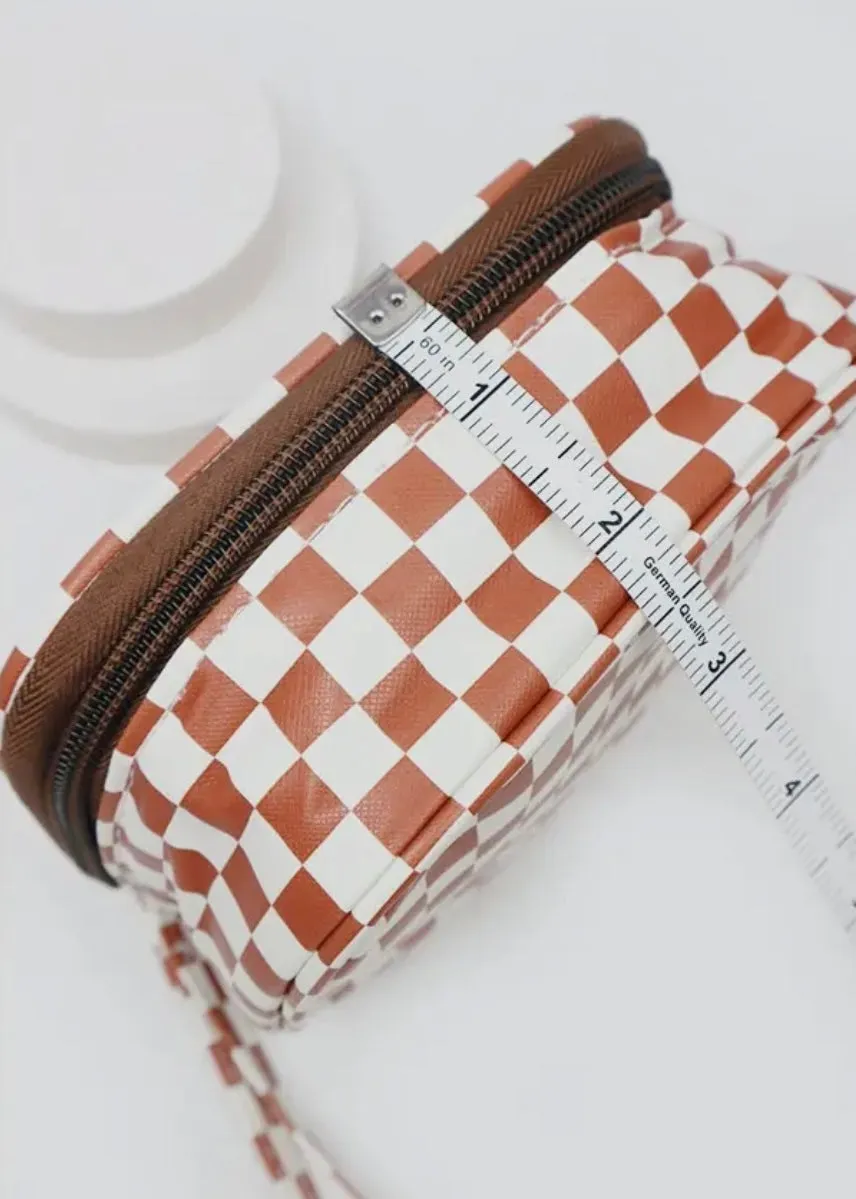 Square Checkered Cosmetic Travel Bags