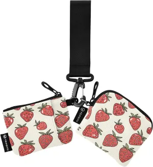 Strawberry Mini Zip Around Wristlet Wallets with Detachable Women Dual Pouch