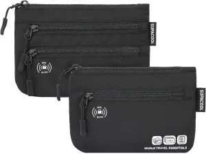 SUPACOOL Passport Holder Bag, Travel Wallet for Men Women Family, Passport Pouch, Card Holder Organizer, RFID Blocking, Two-piece Set(Black)