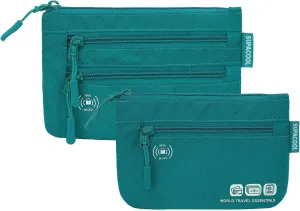 SUPACOOL Passport Holder Bag, Travel Wallet for Men Women Family, Passport Pouch, Card Holder Organizer, RFID Blocking, Two-piece Set(Green)