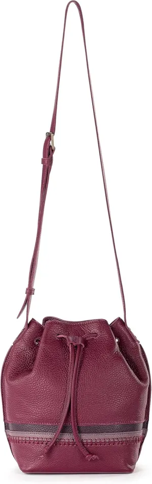 The Sak Ivy Drawstring Bucket Bag in Leather, Convertible Purse with Crossbody Strap