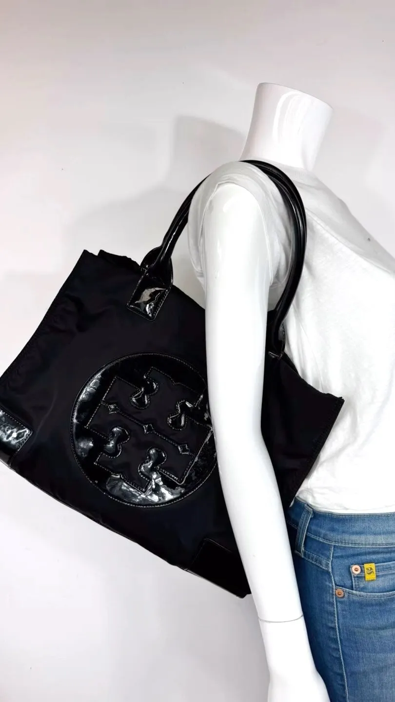 TORY BURCH ELLA SIGNATURE LOGO TOTE BAG