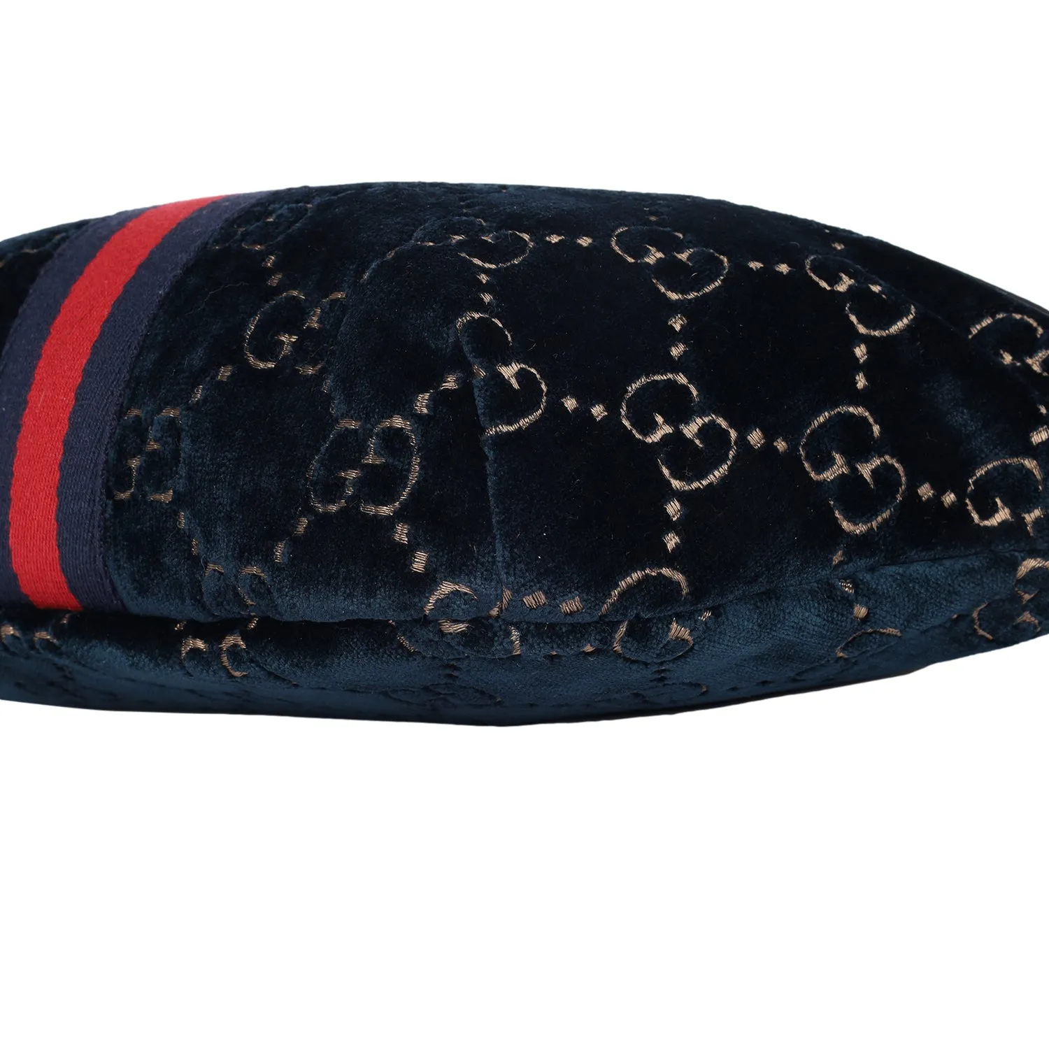 Velvet GG Monogram Web Belt Bag Blue Beige