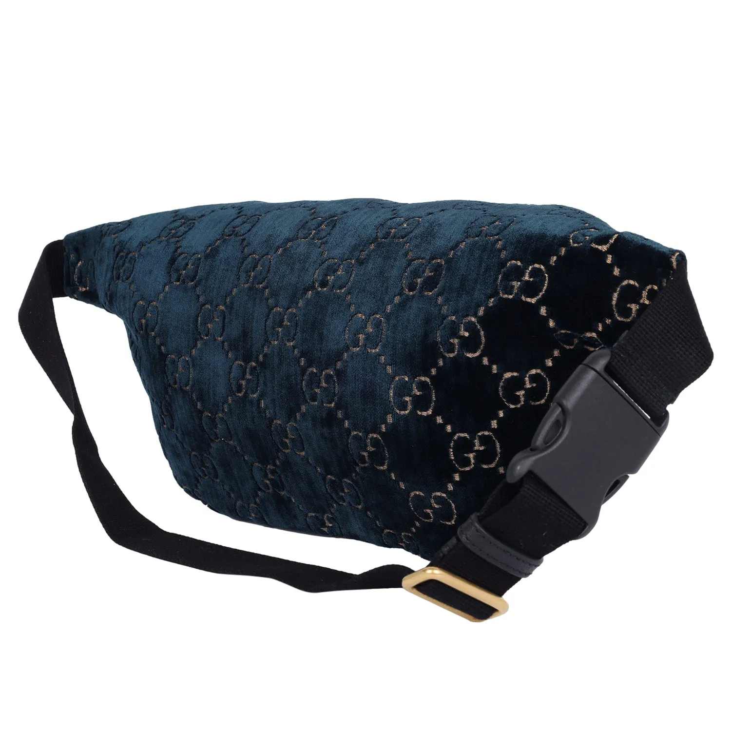 Velvet GG Monogram Web Belt Bag Blue Beige