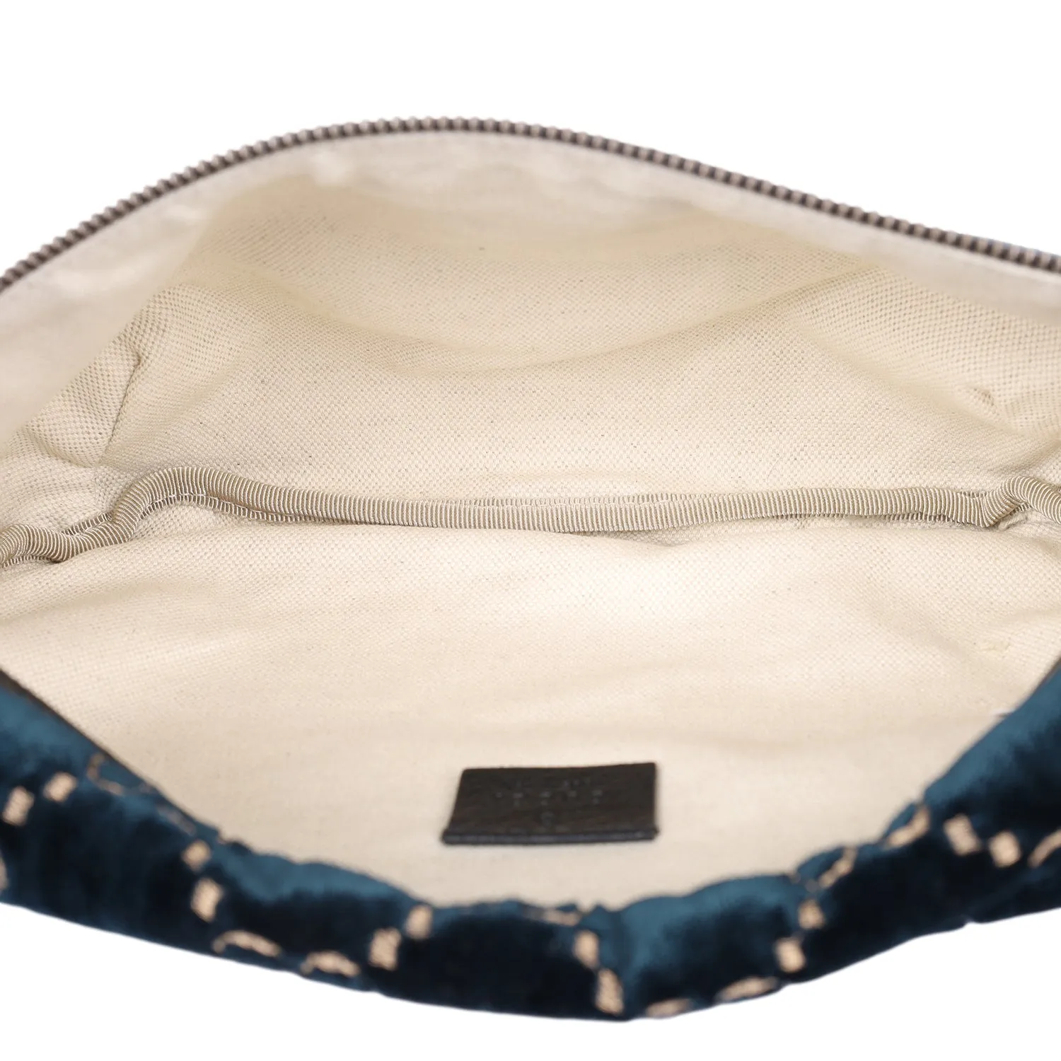Velvet GG Monogram Web Belt Bag Blue Beige