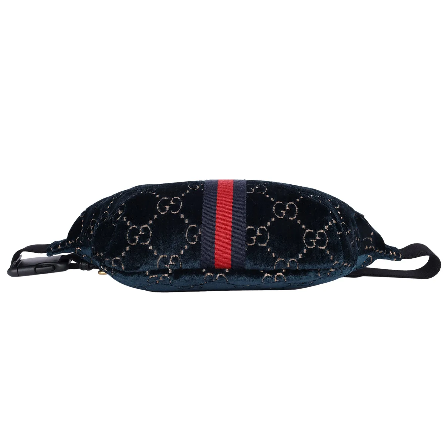Velvet GG Monogram Web Belt Bag Blue Beige