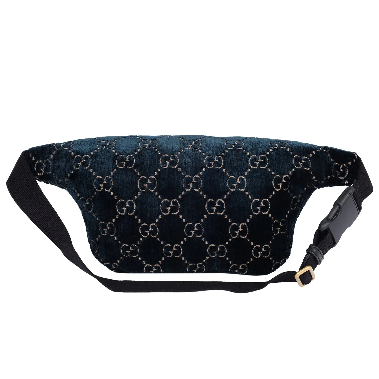 Velvet GG Monogram Web Belt Bag Blue Beige