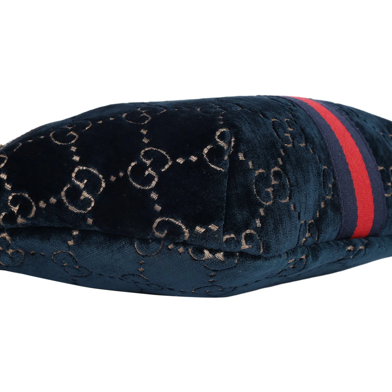 Velvet GG Monogram Web Belt Bag Blue Beige