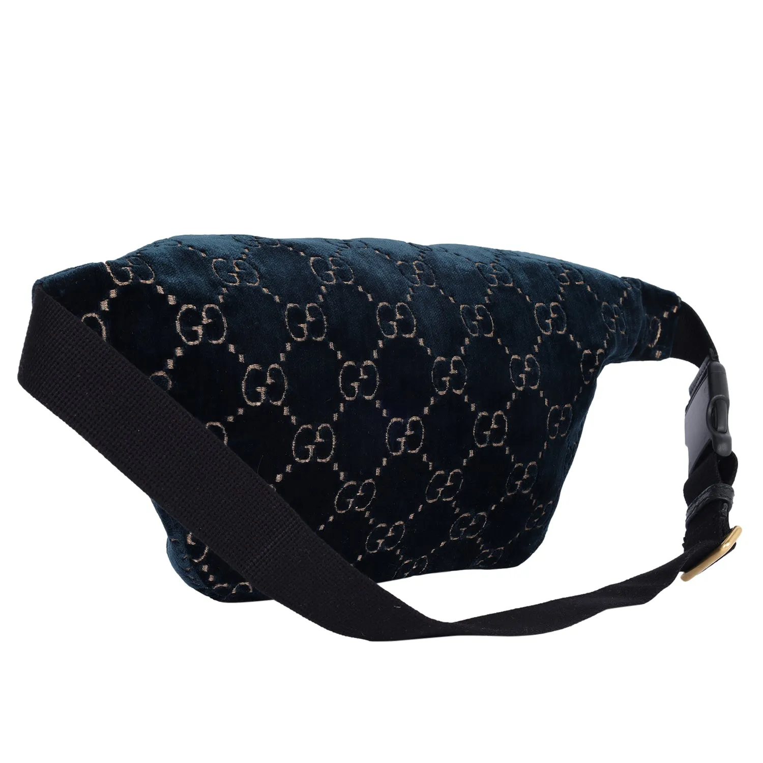Velvet GG Monogram Web Belt Bag Blue Beige