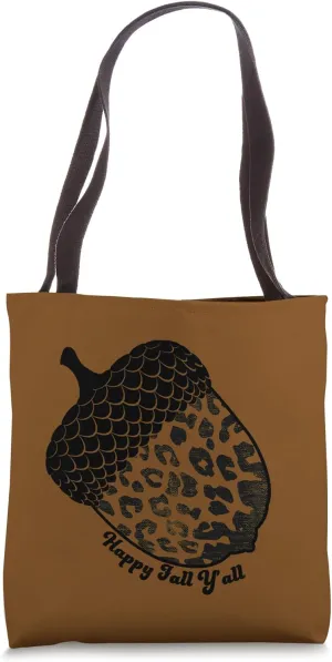 Women's Leopard Print Fall Acorn Nut Tote Bag